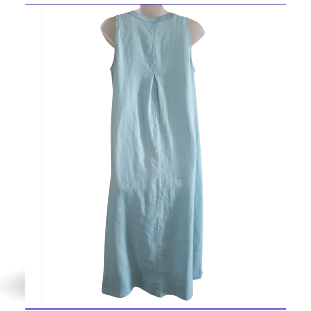 J.jill Love Linen 100% Linen Sleeveless Midi Shift Dress Light Pastel Blue VNeck - Picture 14 of 17